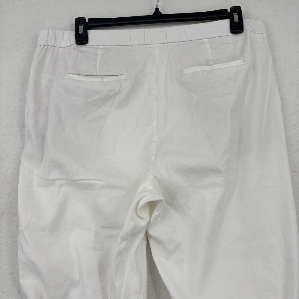 J Jill Crop Pants Size XL Tall White Linen Stretch Pull On Pockets High Rise - Picture 6 of 10